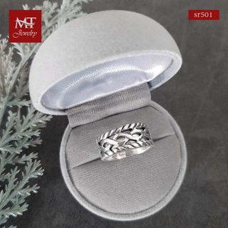 MT แหวนเงินแท้ ลายพันเกลียว งานรมดำ ไซส์: 53, 54, 56, 57 Solid 925 Sterling Silver Ring (sr501) MT Jewelry มณีธารา