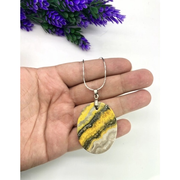 1Pc Natural BumbleBee Stone Pendant for Men And women รูปที่ 8