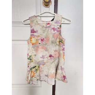 เสื้อ รุ่น Abstract Watercolor Peplum Sleeveless Top Pastel