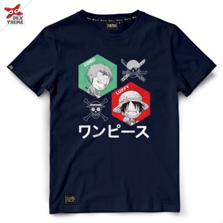 ☺♣▶Dextreme เสื้อยืดวันพีซ T-shirt DOP-1550  One Piece ลาย SD โซโช Zoro,ลูฟี่ Luffy มี สีดำ และ สีกรม_18