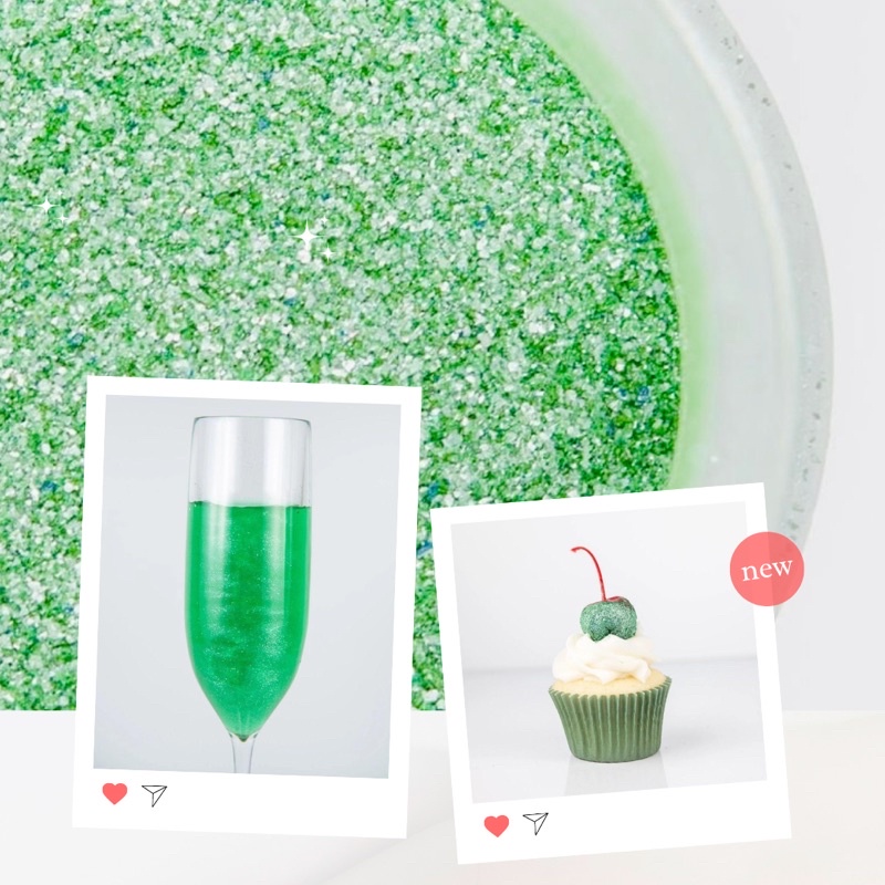 Apple green | 100% Edible Glitter for Drink&Food ผงกลิตเตอร์ฟู๊ดเกรด สำหรับตกแต่งเครื่องดื่ม เบเกอรี่ อาหาร