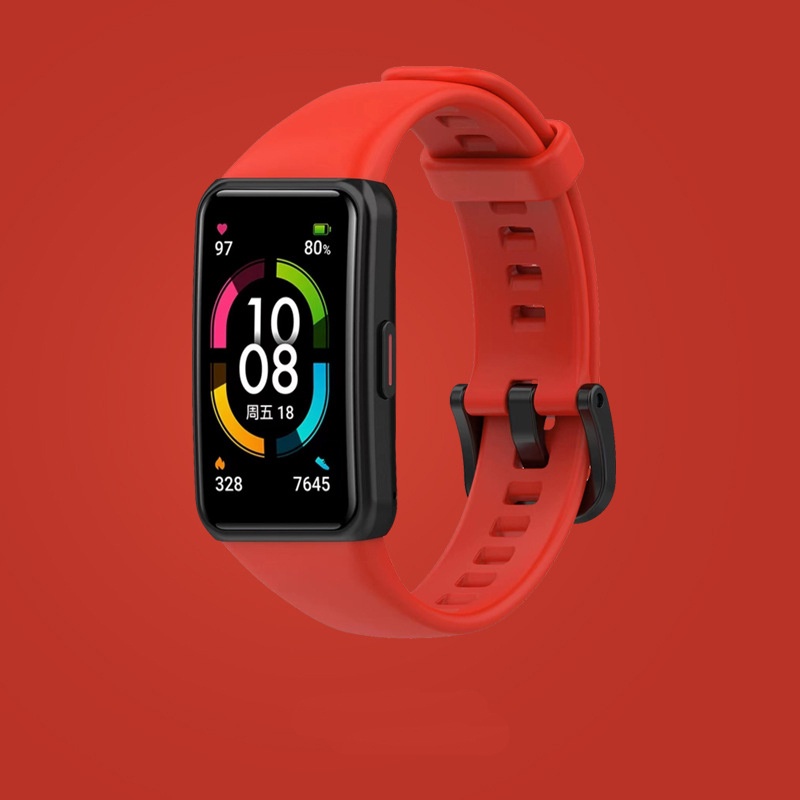Honor Band 6 สายนาฬิกาข้อมือซิลิโคน แบบเปลี่ยน สําหรับ Huawei Band 6 สายนาฬิกาที่สะดวกสบายและระบายอากาศได้ดี