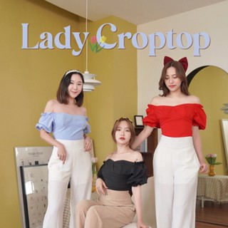 FOXCI- Lady Croptop เสื้อครอปปาดไหล่ สม๊อกหลัง