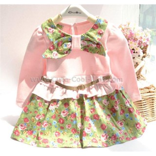 Dress-568 ชุดกระโปรง เด็กหญิงสีชมพู Size-90 (1-2Y)