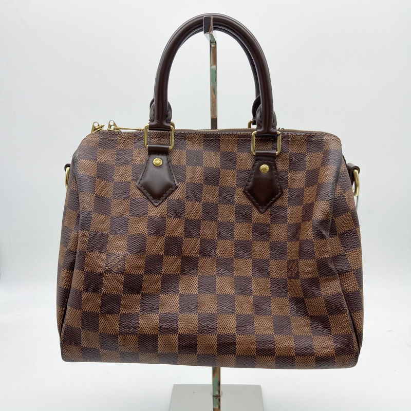 LV Louis Vuitton SPEEDY25 Brown Checkerboard Modern PVC Single Shoulder Messenger Handbag