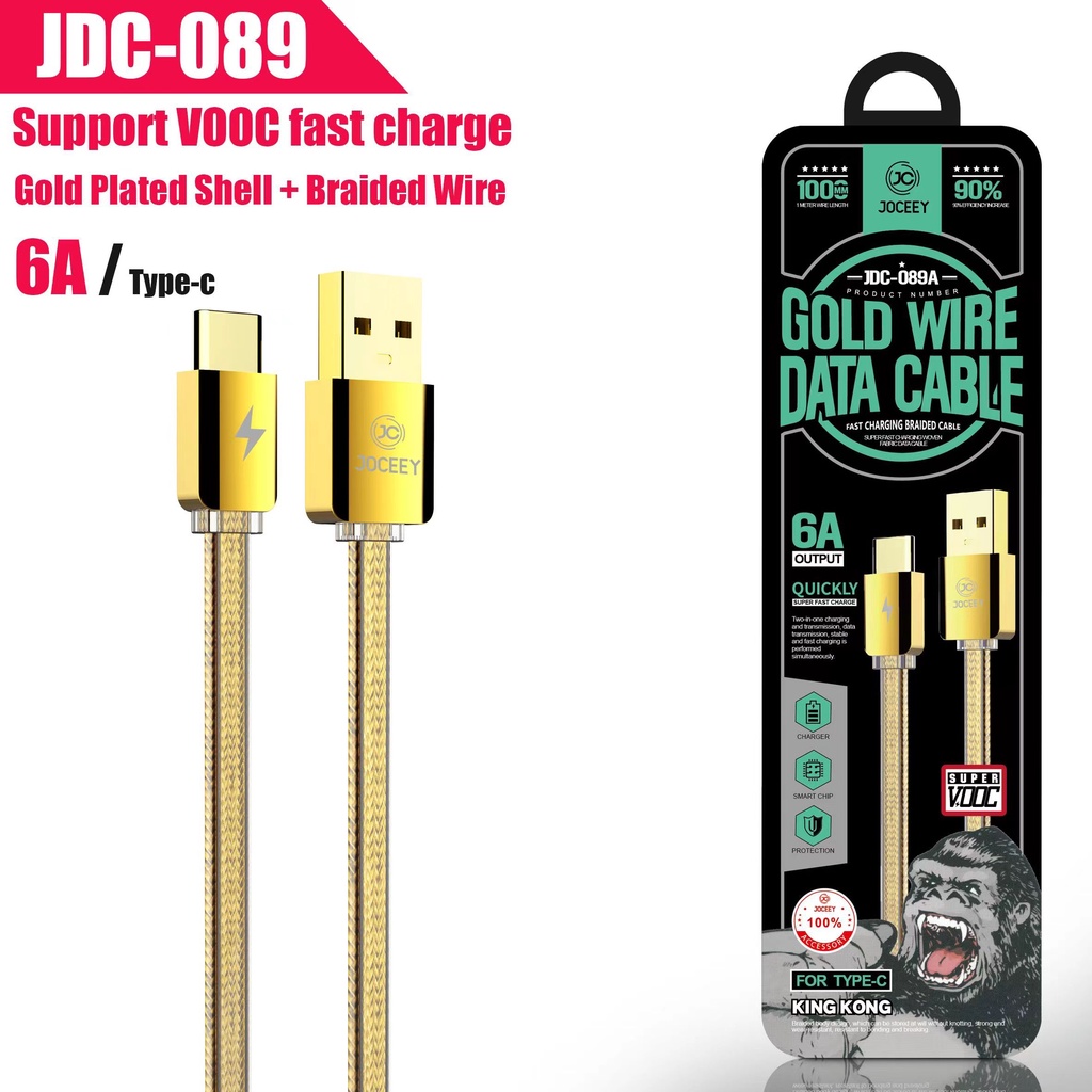 สายชาร์จ  สายทอง JOCEEY JDC-089 6A Samsung/TYPE-C แท้100% Fast Charging สีทอง