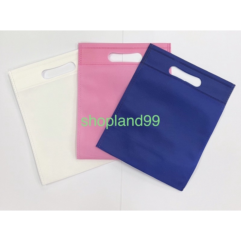 ถุงผ้าสปันบอนด์ ถุงของฝาก ถุงผ้าลดโลกร้อน 20x25cm. แพค 12ใบ