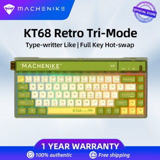 Machenike KT68 คีย์บอร์ดเกมมิ่งไร้สาย บลูทูธ 2.4G มีสาย โหมดสามโหมด ไฟ RGB ชาร์จซ้ําได้