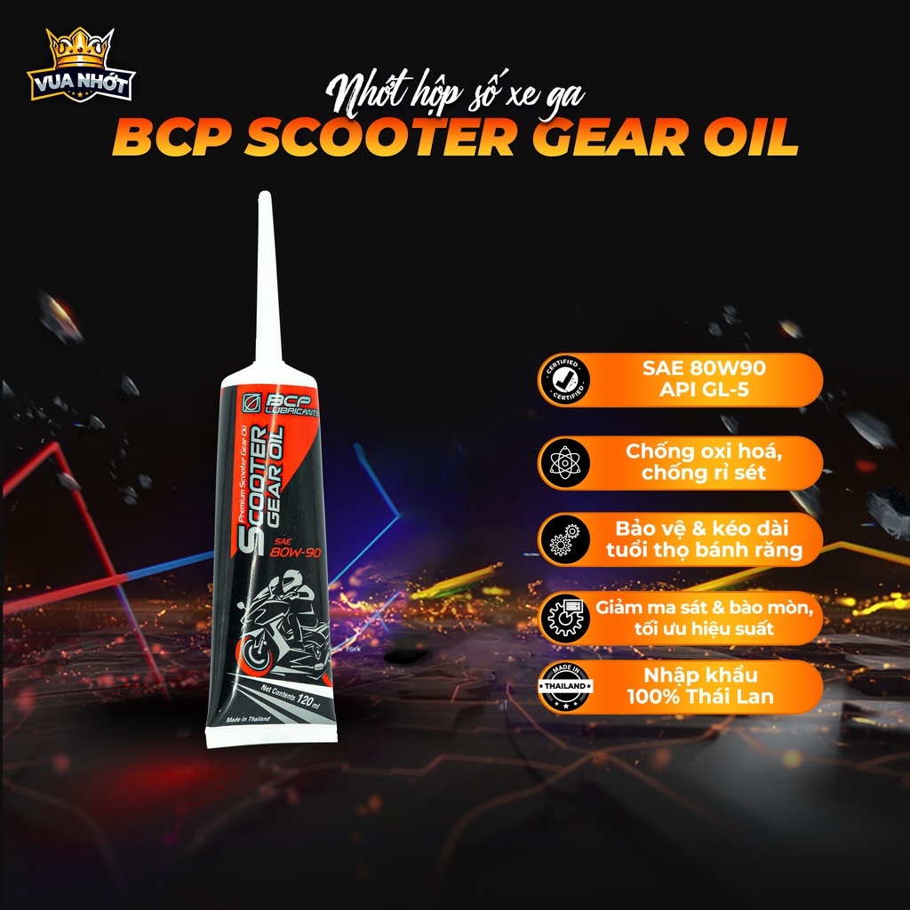 BCP Scooter Gear Oil 80W90, API GL5 120mL - นําเข้าไทยแท้