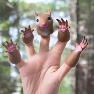 Handi Squirrel Finger Hand Puppet Novelty Toys Finger Doll Props Animal Finger Puppet Gift for Kids