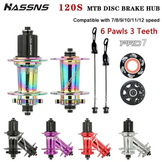 HASSNS PRO7 MTB Hub 6 Pawls 3 ฟัน 32 หลุม Ultralight Hub 120 Beeps 4 Peilin HG ใช้งานร่วมกับ 7/8/9/10/11/12 ความเร็ว