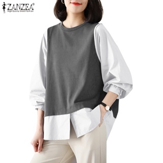 Zanzea เสื้อลําลอง คอกลม แขนพัฟ ทรงหลวม สไตล์เกาหลี สําหรับผู้หญิง