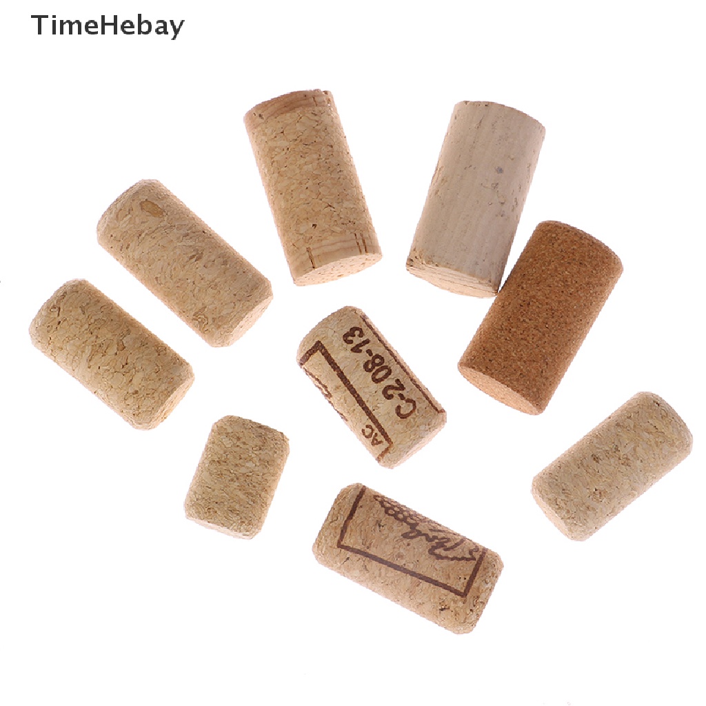 Timehebay จุกไม้คอร์กปิดขวดไวน์ แบบพกพา ใช้ซ้ําได้ 10 ชิ้น EN