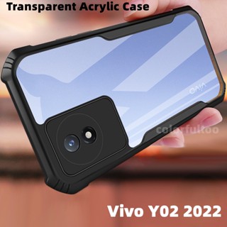 Vivo Y02 2022 เคสแข็ง กันกระแทก สําหรับ Vivo Y02 Y 02 VivoY02 เคสโทรศัพท์ อะคริลิคใส PC TPU เคสนิ่ม ป้องกันกล้อง กันชน ถุงลมนิรภัย เคสด้านหลัง