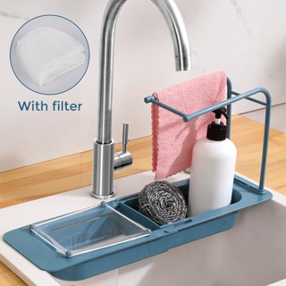 Telescopic Sink Shelf Kitchen Sinks Organizer Soap Sponge Holder Sink Drain Rack Storage Basket Kitchen Gadgets Accessor