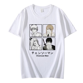 เสื้อสีขาว เสื้อยืดผู้ชาย oversize เกาหลี Fashoion Chainsaw Man Makima T-shirt Mens Graphic T Shirt เสื้อยืด_45