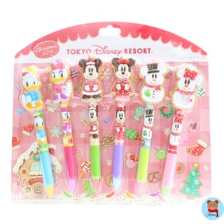 ✅พร้อมส่ง set 12 christmas2014 Tokyo Disney Resort Disney Mickey Mouse pen set 6pieces🇯🇵ปากกา มิกกี้เมาส์ ดิสนี่ย์