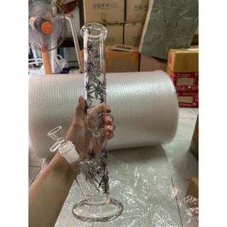 บ้องสายเขียว✅ขนาด 35 เซนต์✅ลายใบกัญชาสีดำ