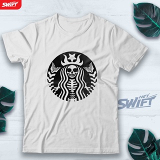 เสื้อยืด Starbucks พิมพ์ลายหัวกะโหลก Death skull DISTRO