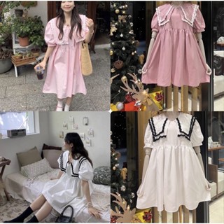 sirin studioมินิเดรสสีพื้นคอปกB44