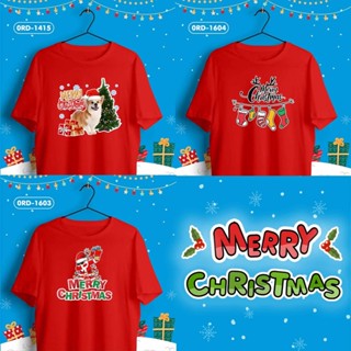 ใหม่! เสื้อคริสต์มาส เสื้อยืดสีแดง คอกลม Christmas ชุดคริสต์มาสสุดปัง รหัส 0RD-1415,1604,1603