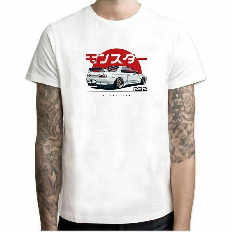 เสื้อยืดผ้าฝ้ายพรีเมี่ยม เสื้อยืดผ้าฝ้าย ใส่สบาย พิมพ์ลายรถแข่ง Rhd Nismo Nissan Skyline R Gtr Rb Car Street สีขาว สําหร