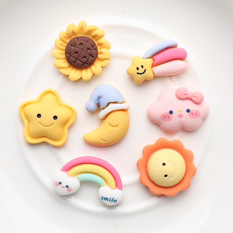 การ์ตูน Cloud Sun Jibits ดอกไม้ Rainbow Charms Star Moon รองเท้าแตะ Jibbits Charm ดอกทานตะวัน Jibitz รองเท้าแตะks สําหรับเด็กอุปกรณ์ตกแต่ง