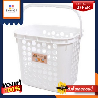 ตะกร้า ทรงเหลี่ยม 
square basket สีขาว 5010 มีหูหิ้ว ขนาด 24x28x31.5 ซม.