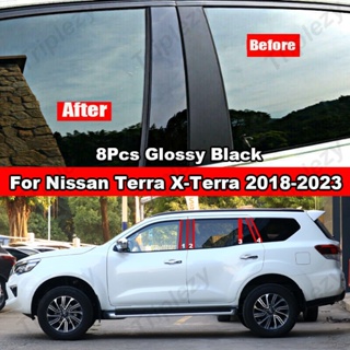 สติกเกอร์คาร์บอนไฟเบอร์ สีดํามันวาว 8 ชิ้น สําหรับ Nissan Terra D23 X-Terra 2018-2023