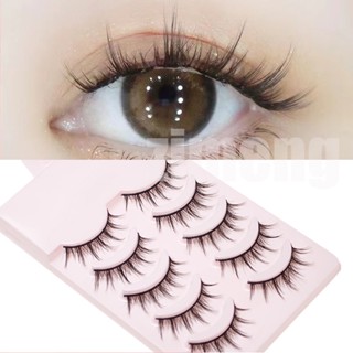 (พร้อมส่ง) ขนตาปลอม 5D สีดําธรรมชาติ ติดทนนาน สําหรับแต่งหน้า 5 คู่
