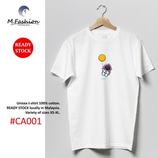 READY STOCK Cute NASA Astronaut Women Men kids Unisex T-shirt 100% Cotton Short Sleeve Shirt Tee Round Neck_49