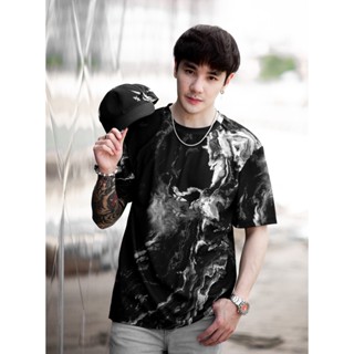 เสื้อยืดลายหินอ่อน(สีไอซ์แบล็ค): Ice Black Marble T-shirt (Short-Sleeve)