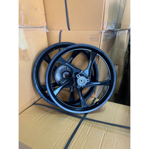 วงล้อ ล้อแม็ก รุ่น Yamaha mio115 fino-i หัวฉีด หน้าดิส หลังดรัม สีดำด้าน ขอบล้อ14 ขายเป็นคู่ คุณภาพด