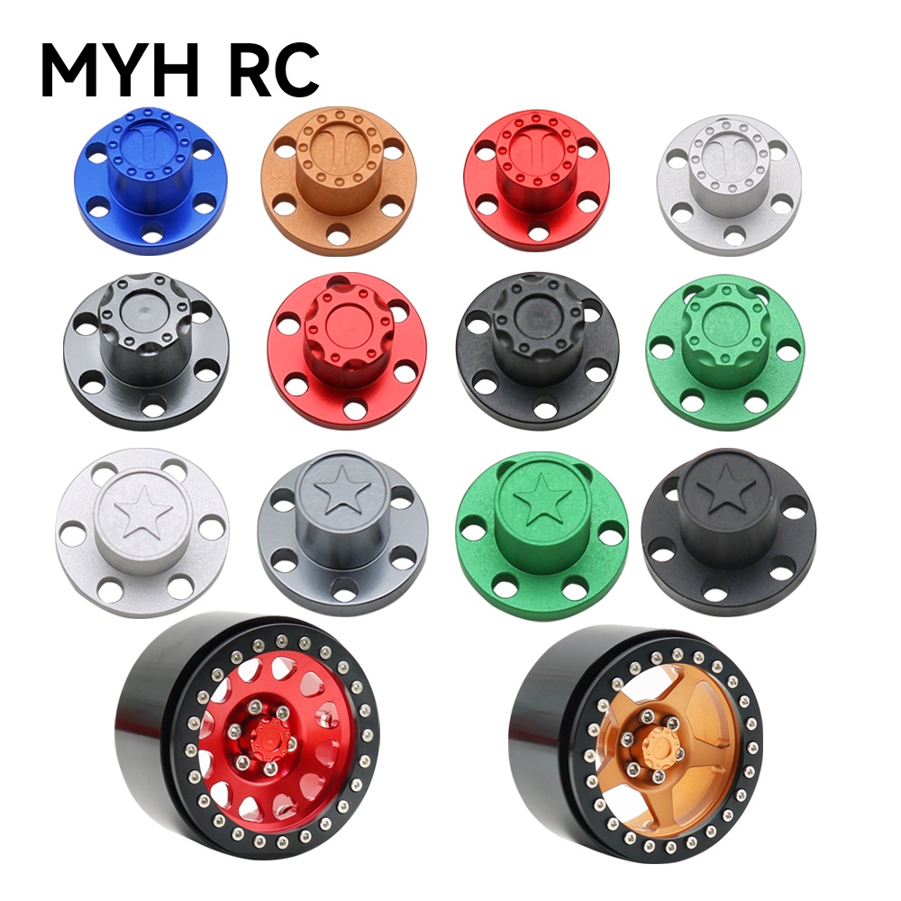Myhrc ฝาครอบดุมล้อ โลหะ 1.9 2.2 นิ้ว 6 รู สําหรับอัพเกรดรถไต่หินบังคับ 1/10 Axial SCX10 TRX4 D90
