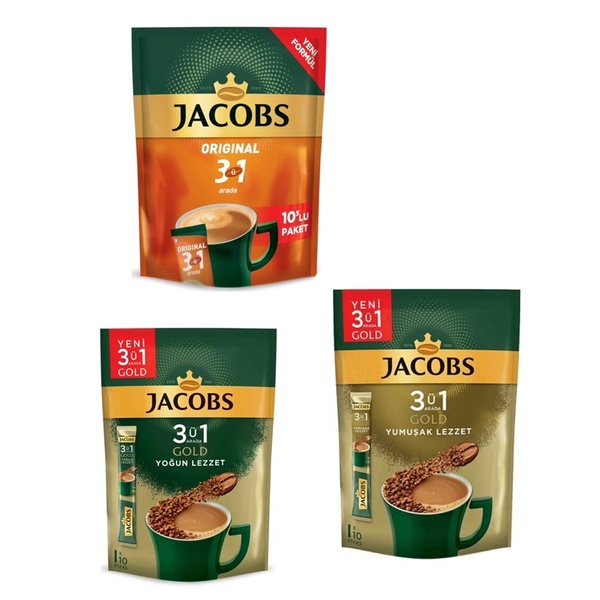 Jacobs กาแฟ 3 in 1 พร้อมดื่ม ขนาด 10 ซอง / Made in Turkiye