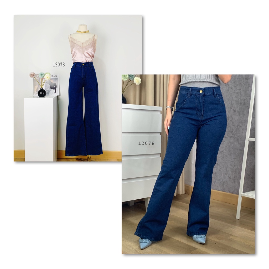 12078 กางเกงยีนส์ PJ ผู้หญิง SIZE 31-34 LOMO CUTBRAY PREMIUM HIGHWRIST WOMENS HW JEANS PLAIN BLUE PJ