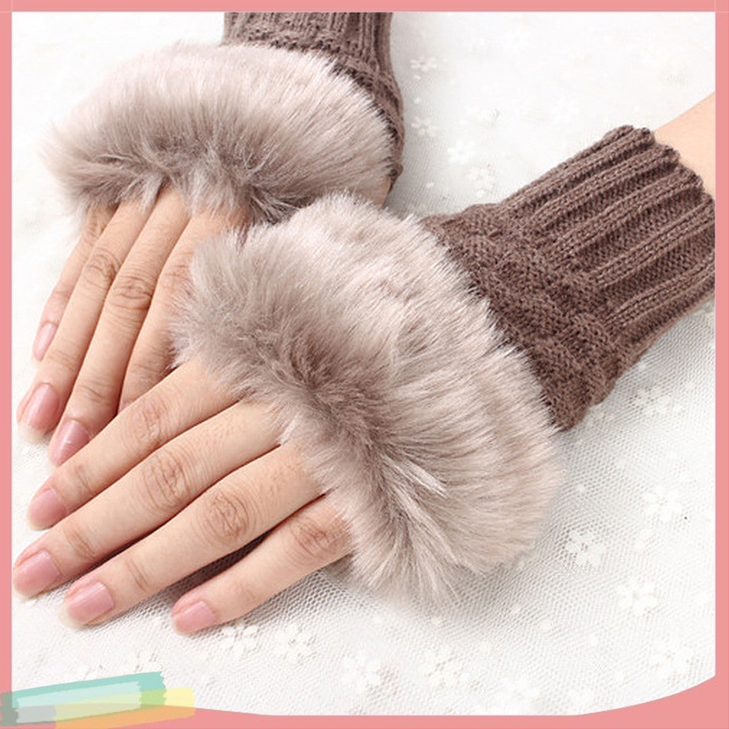 ( Lk ) ถุงมือครึ่งนิ้วให้ความอบอุ่นสําหรับผู้หญิง 1 คู่