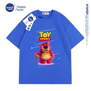 เสื้อยืดแขนสั้น ผ้าฝ้าย ทรงหลวม ลาย NASA แฟชั่นฤดูร้อน สําหรับผู้ชาย และผู้หญิงเสื้อยืด _30