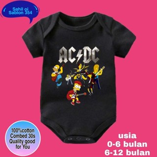 ชุดจั๊มสูท บอดี้สูท ชนิดผ้าฝ้าย แถบโลหะ ACDC SIMSONS สําหรับเด็กทารกผู้ชาย และเด็กผู้หญิง