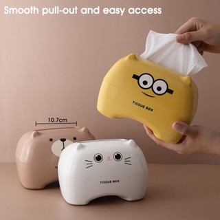 Nordic Cute Cartoon Tissue Box Creative Plastic Roll Paper Storage Thickened Home Office Napkin Container Towel Tissue H