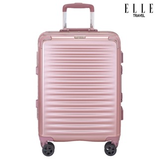 ELLE Travel Ripple Collection, Carry-On Cabin Luggage 100% Polycarbonate (PC), Secure Aluminum Frame, Rose Gold Color