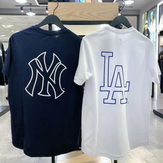 เสื้อยืดแขนสั้นลําลอง พิมพ์ลาย NY MLB แฟชั่นฤดูใบไม้ผลิ และฤดูร้อน สําหรับผู้ชาย และผู้หญิง 12360543/12715369เสื้อย_05