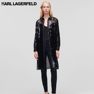 KARL LAGERFELD - SEQUINNED LONGLINE TUNIC SHIRT 226W1607 เสื้อเชิ้ต