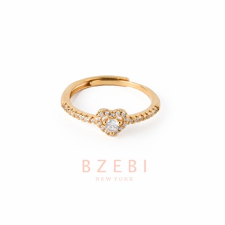 BZEBI แหวน ทอง หัวใจ เกาหลี สไตล์เกาหลี เครื่องประดับ 18k สีเหลือง กันแพ้ ไม่จางหาย สําหรับวันเกิด สําหรับผู้หญิง 401r