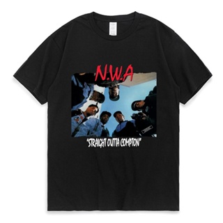 เสื้อยืดแนวสตรีทพิมพ์ลายวงดนตรี NWA MC Ren Dr สไตล์ฮิปฮอป สําหรับผู้ชาย เสื้อยืดแขนสั้น ผ้าฝ้าย พิมพ์ลาย Dre DJ Yella Ea