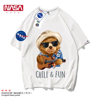 เสื้อยืดแขนสั้น พิมพ์ลายหมี NASA แฟชั่นคู่รัก สําหรับผู้ชาย และผู้หญิงเสื้อยืด _38