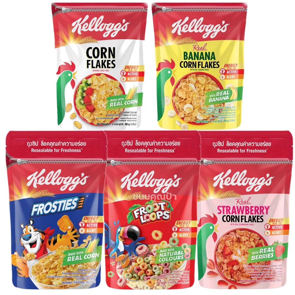 Kellogg's Family เคลล็อกส์ อาหารเช้า ซีเรียลธัญพืช สำหรับทุกคนในครอบครัว (เลือกได้ 6 แบบ) ถุงซิบล็อค