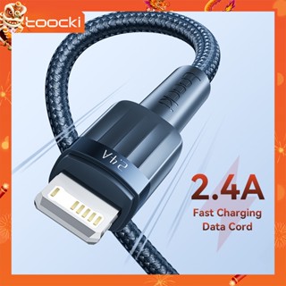 Toocki 2.4A สายเคเบิลข้อมูล ip สายชาร์จ สายถัก สายชาร์จ USB A to iP Cable เหมาะสำหรับโทรศัพท์มือถือ ios ระบบ 12W Fast charge QC3.0