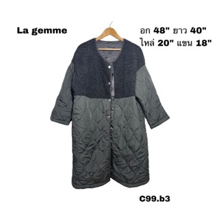 La gemme เสื้อกันหนาวทูโทนบุขนครึ่งตัวสีดำขนาดใหญ่ แต่เบาพกพาสะดวก อก 48” ยาว 40” C99.b3