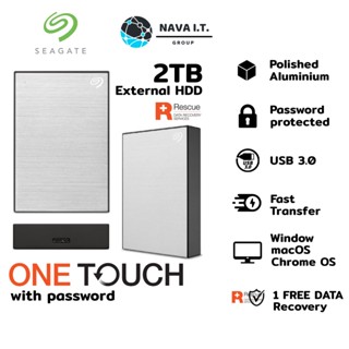 COINSคืน15%⚡FB9JMZV6⚡ SEAGATE ONE TOUCH WITH PASSWORD EXTERNAL HARDDISK 2TB (FAST TRANSFER/USB 3.0)SLIVER- ประกัน 3ปี